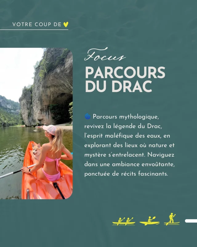 🌀Plongez au cœur de la légende…  Le Parcours du Drac, c’est plus qu’une simple descente : c’est une balade au fil de l’eau, entre nature et récits mystérieux.  Une valeur sûre pour celles et ceux qui veulent vivre l’expérience canoë sans passer la journée à pagayer ! 
👀 Accessible, paisible et magique, ce parcours vous emmène à la découverte des falaises et légendes qui font la renommée des Gorges du Tarn.  À vivre en canoë, kayak ou paddle — et toujours avec un soupçon de mystère...  Alors, tenté(e)s par l’appel du Drac ?  Infos & réservation sur canoeblanc.com  #tourisme #qualitetourisme #vacances2024 #occitaniemylove #paddling