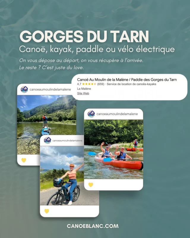 ☀️⛱️ Que vous soyez plutôt journée sportive, virée contemplative ou escapade romantique, nos parcours s’adaptent à vos envies.  Au Moulin, chaque itinéraire a son charme. Et surtout, chaque moment compte.  Alors… vous partez quand ?  📲 Rendez-vous sur canoeblanc.com  #occitanie #occitaniemylove #tourismeenfrance #aveyron #cevennes #lozère